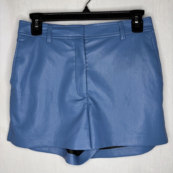 Babaton By Aritzia Vegan Leather Blue Shorts - Picture 3 of 8
